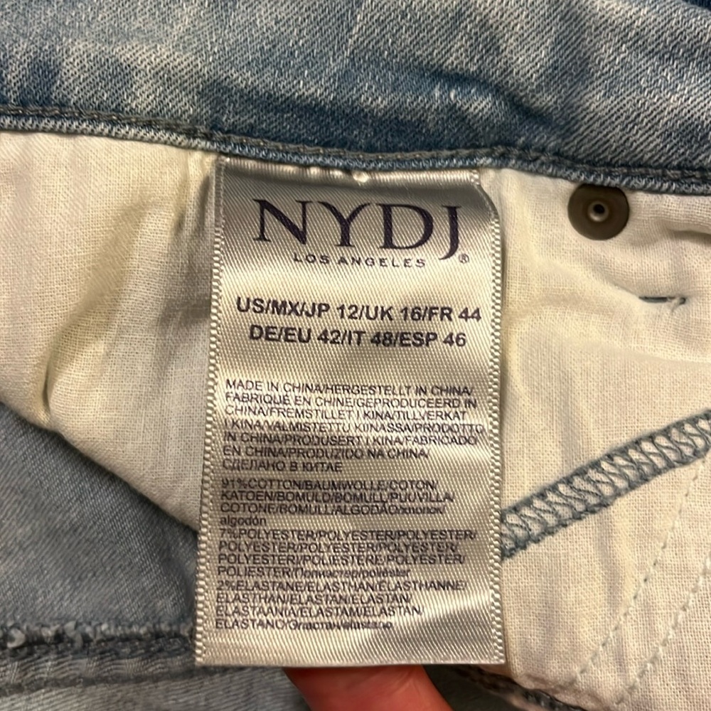 NYDJ Ami Skinny Ankle jeans embroidered light wash stretch 12 whimsy - Picture 12 of 15